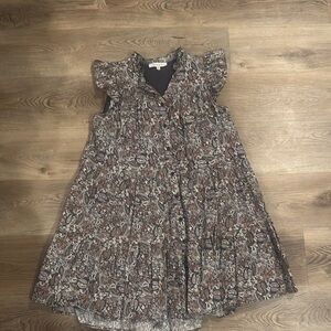 Paisley ruffle sleeved dress